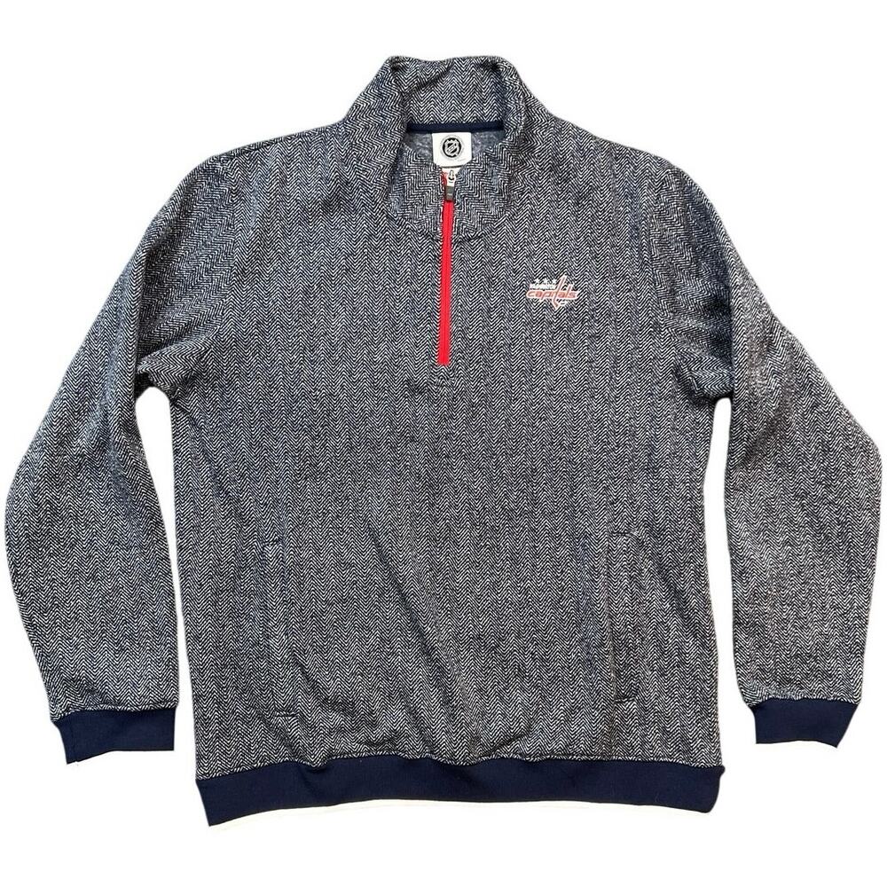 NHL Washington Capitals Quarter Zip Fleece Pullover Sweater - Youth L 12–14